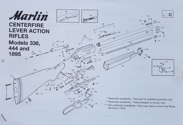 varaosa/spare parts kivääri Marlin kaikki mallit #H2